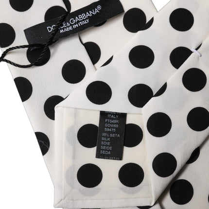 Dolce & Gabbana White Black Polka Dot Silk Adjustable Women Necktie Tie