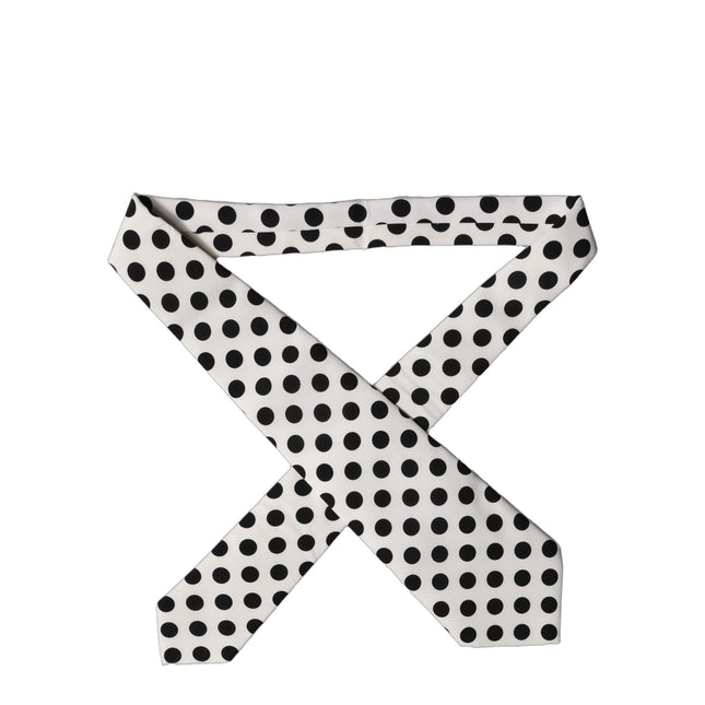 Dolce & Gabbana White Black Polka Dot Silk Adjustable Women Necktie Tie