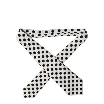 Dolce & Gabbana White Black Polka Dot Silk Adjustable Women Necktie Tie