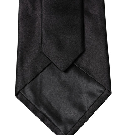 Dolce & Gabbana Black Solid Satin Silk Adjustable Women Necktie Tie