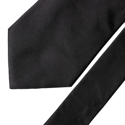Dolce & Gabbana Black Solid Satin Silk Adjustable Women Necktie Tie