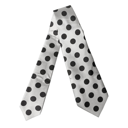 Dolce & Gabbana White Black Polka Dot Silk Adjustable Women Necktie Tie