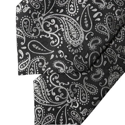 Dolce & Gabbana Black White Paisley Silk Adjustable Women Necktie Tie