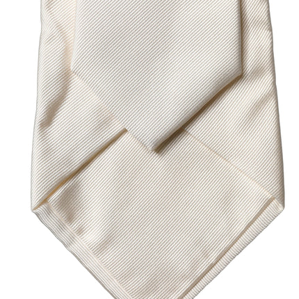 Dolce & Gabbana Off White Solid Silk Adjustable Women Tied Necktie Tie
