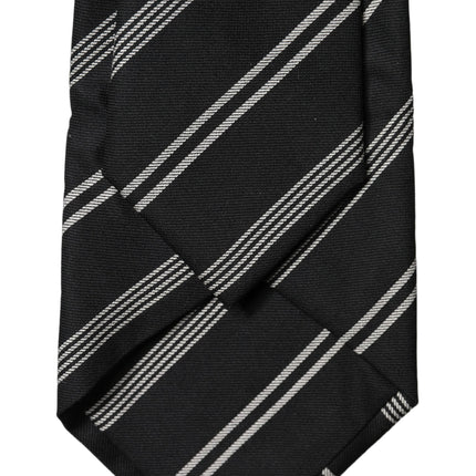 Dolce & Gabbana Black White Stripes Silk Adjustable Women Necktie Tie