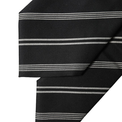 Dolce & Gabbana Black White Stripes Silk Adjustable Women Necktie Tie