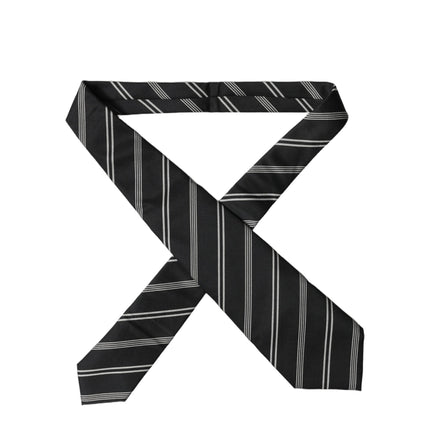 Dolce & Gabbana Black White Stripes Silk Adjustable Women Necktie Tie