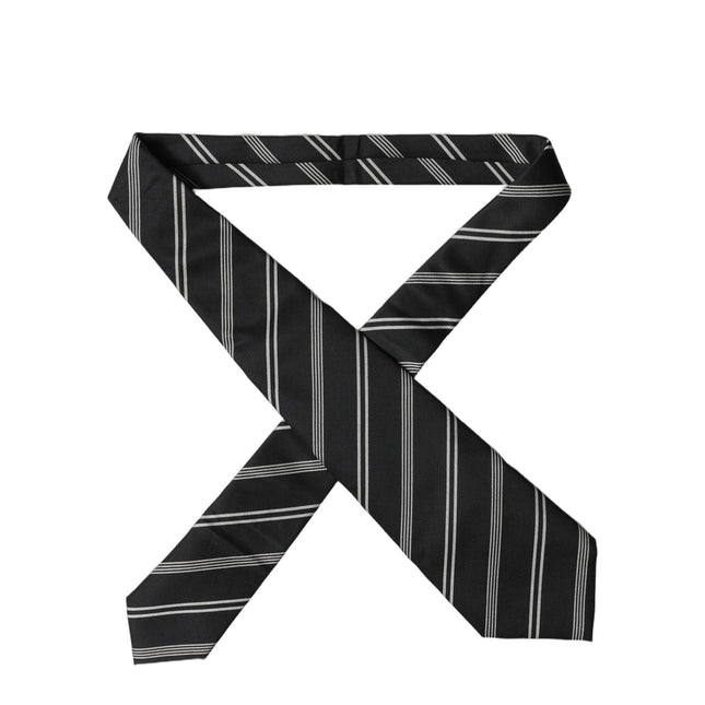 Dolce & Gabbana Black White Stripes Silk Adjustable Women Necktie Tie