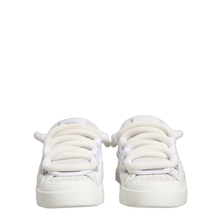 Dolce & Gabbana White Calfskin Leather Low Top Sneakers Shoes