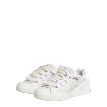 Dolce & Gabbana White Calfskin Leather Low Top Sneakers Shoes