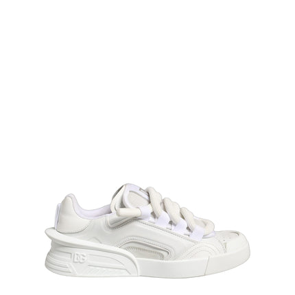 Dolce & Gabbana White Calfskin Leather Low Top Sneakers Shoes