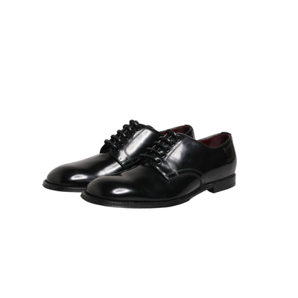 Dolce & Gabbana Black Calfskin Leather Derby Men Dress Shoes
