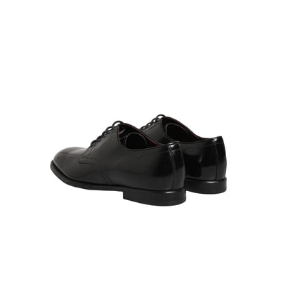 Dolce & Gabbana Black Calfskin Leather Derby Men Dress Shoes