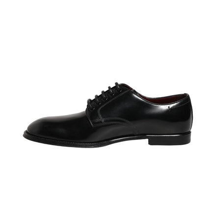 Dolce & Gabbana Black Calfskin Leather Derby Men Dress Shoes