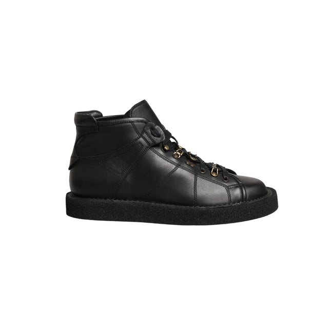 Dolce & Gabbana Black Leather Lace Up Men Ankle Boots Shoes