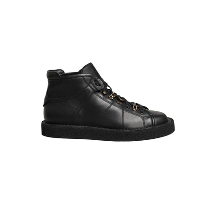 Dolce & Gabbana Black Leather Lace Up Men Ankle Boots Shoes
