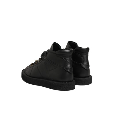 Dolce & Gabbana Black Leather Lace Up Men Ankle Boots Shoes