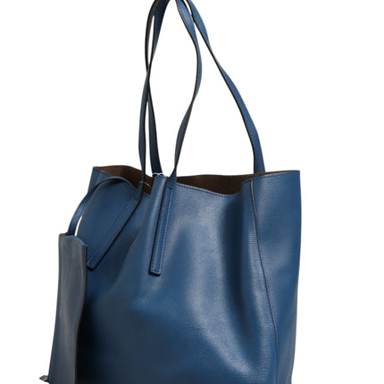 Fendi Leather Navy Blue Shopping Tote