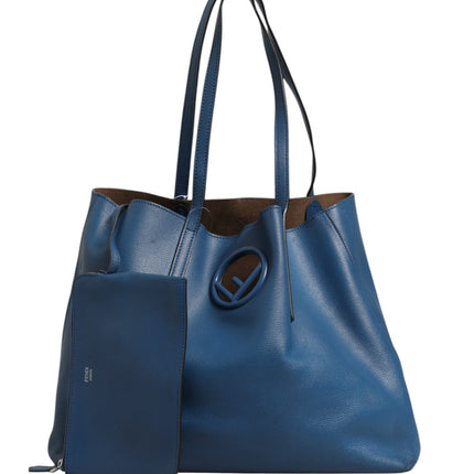 Fendi Leather Navy Blue Shopping Tote