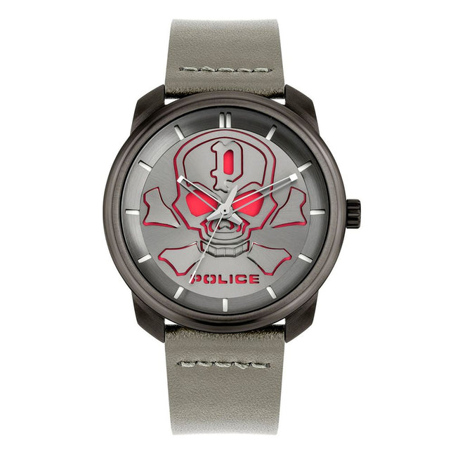 Police Gray Leather Dress Watch