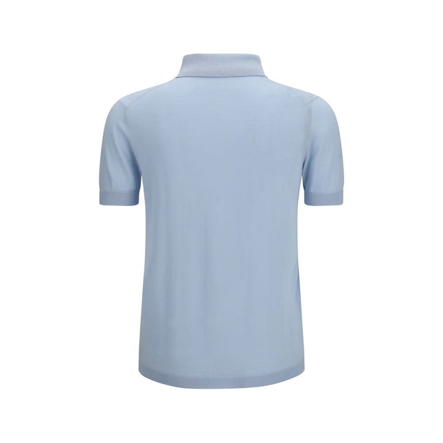 Aragona Cashmere Blue Cotton Polo Shirt