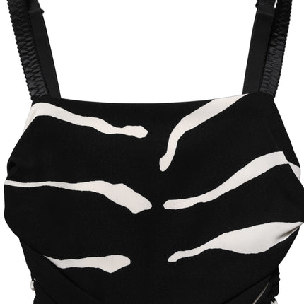 Dolce & Gabbana Black White Zebra Cady Calf Length Dress