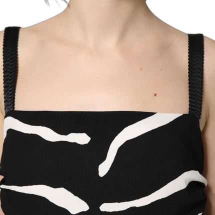 Dolce & Gabbana Black White Zebra Cady Calf Length Dress