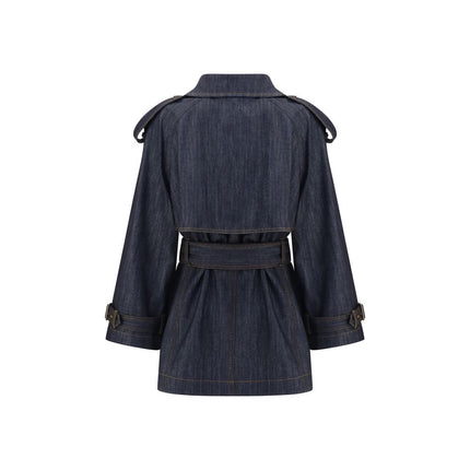Burberry Blue Cotton Trench Coat
