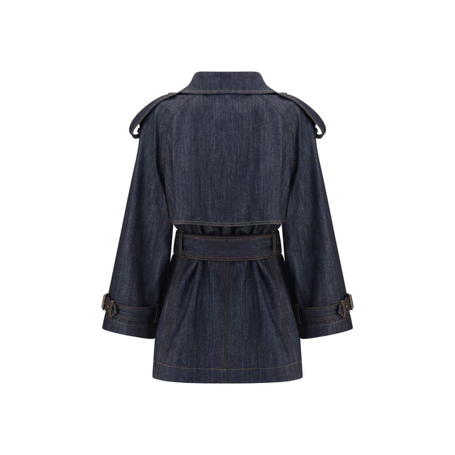 Burberry Blue Cotton Trench Coat