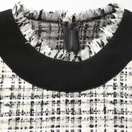 Dolce & Gabbana Black White Tweed Sheath A-line Midi Dress