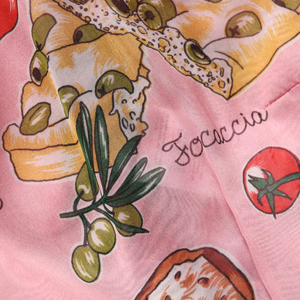 Dolce & Gabbana Light Pink Bread Print Pleated Maxi Dress