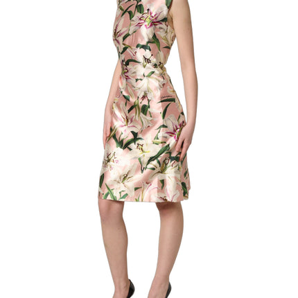 Dolce & Gabbana Light Pink LilyPrint Sleeveless Sheath Dress