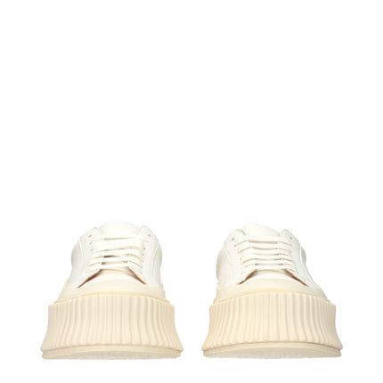 Jil Sander White Leather Platform Sneakers
