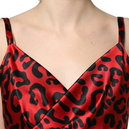 Dolce & Gabbana Red Leopard Draped Sleeveless Maxi Dress