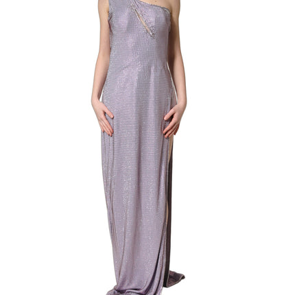 Dolce & Gabbana Purple Crystal OneShoulder EveningGown Dress
