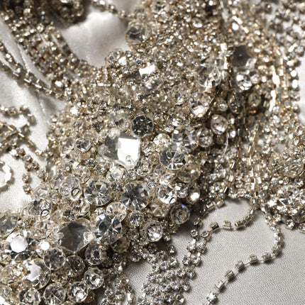 Dolce & Gabbana Silver Crystal Embellished EveningGown Dress