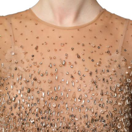Dolce & Gabbana Brown Crystal Embellished Mermaid Gown Dress