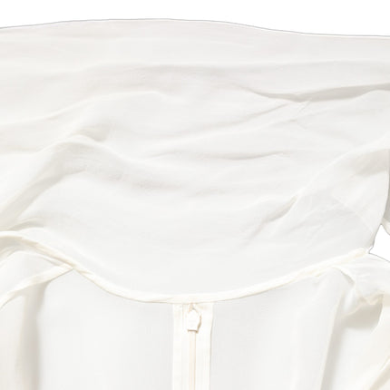 Dolce & Gabbana White Silk Sheer Draped Long Gown Dress