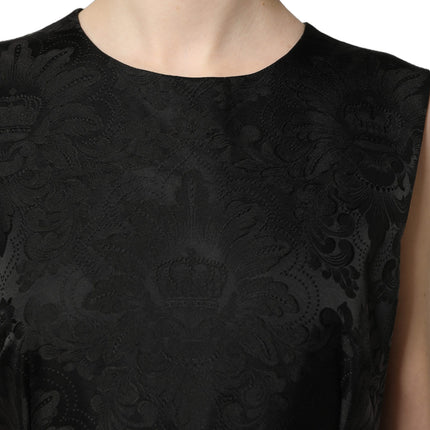 Dolce & Gabbana Black Floral Jacquard Sleeveless A-line Dress