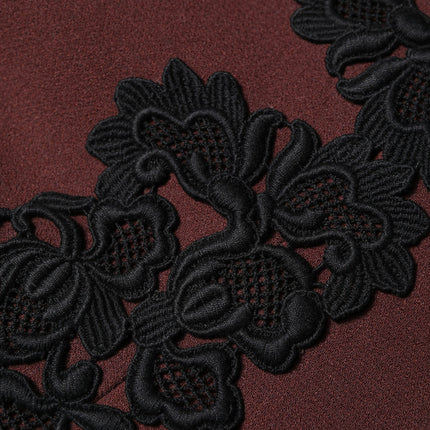 Dolce & Gabbana Maroon Lace Sleeveless Knee Length Dress