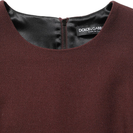 Dolce & Gabbana Maroon Lace Sleeveless Knee Length Dress