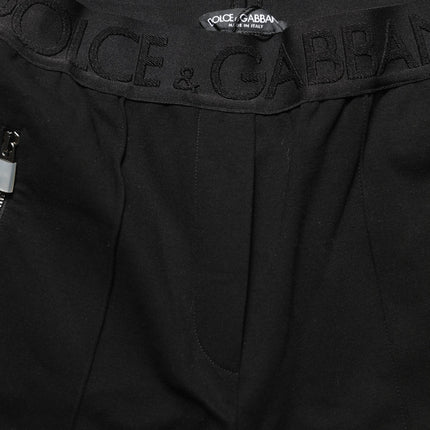 Dolce & Gabbana Black Viscose Mid Waist Skinny Trouser Pants