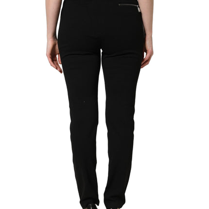 Dolce & Gabbana Black Viscose Mid Waist Skinny Trouser Pants