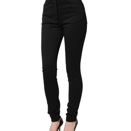 Dolce & Gabbana Black Nylon Stretch Skinny High Waist Pants