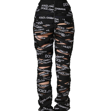 Dolce & Gabbana Black Logo Tape Cut Out Skinny High Waist Pants