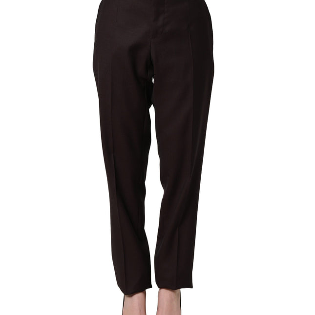 Dolce & Gabbana Brown Straight Leg Dress Silk Trousers Pants