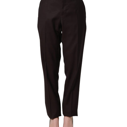 Dolce & Gabbana Brown Straight Leg Dress Silk Trousers Pants