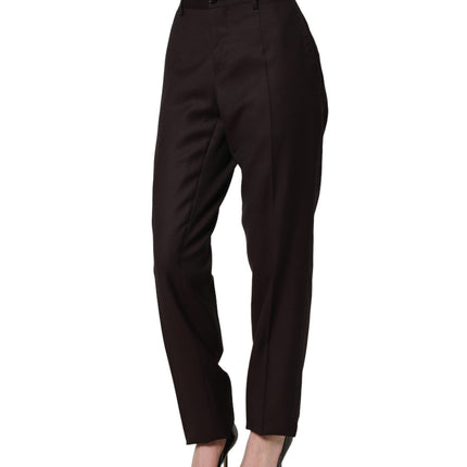 Dolce & Gabbana Brown Straight Leg Dress Silk Trousers Pants