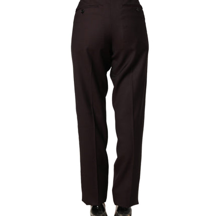 Dolce & Gabbana Brown Straight Leg Dress Silk Trousers Pants