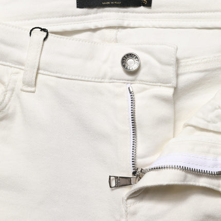 Dolce & Gabbana White Tattered Skinny Cotton Denim Jeans